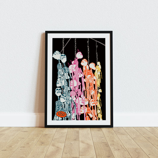 Mexico Market Calacas Skeleton Art Print
