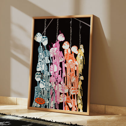 Mexico Market Calacas Skeleton Art Print