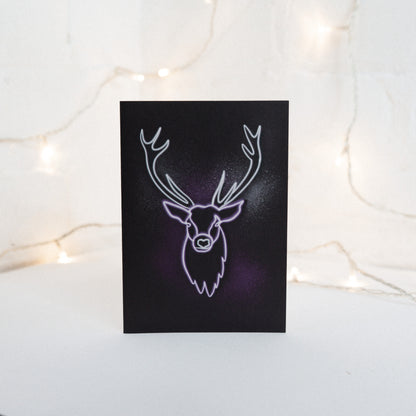 Neon Reindeer Christmas Card