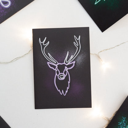 Neon Reindeer Christmas Card