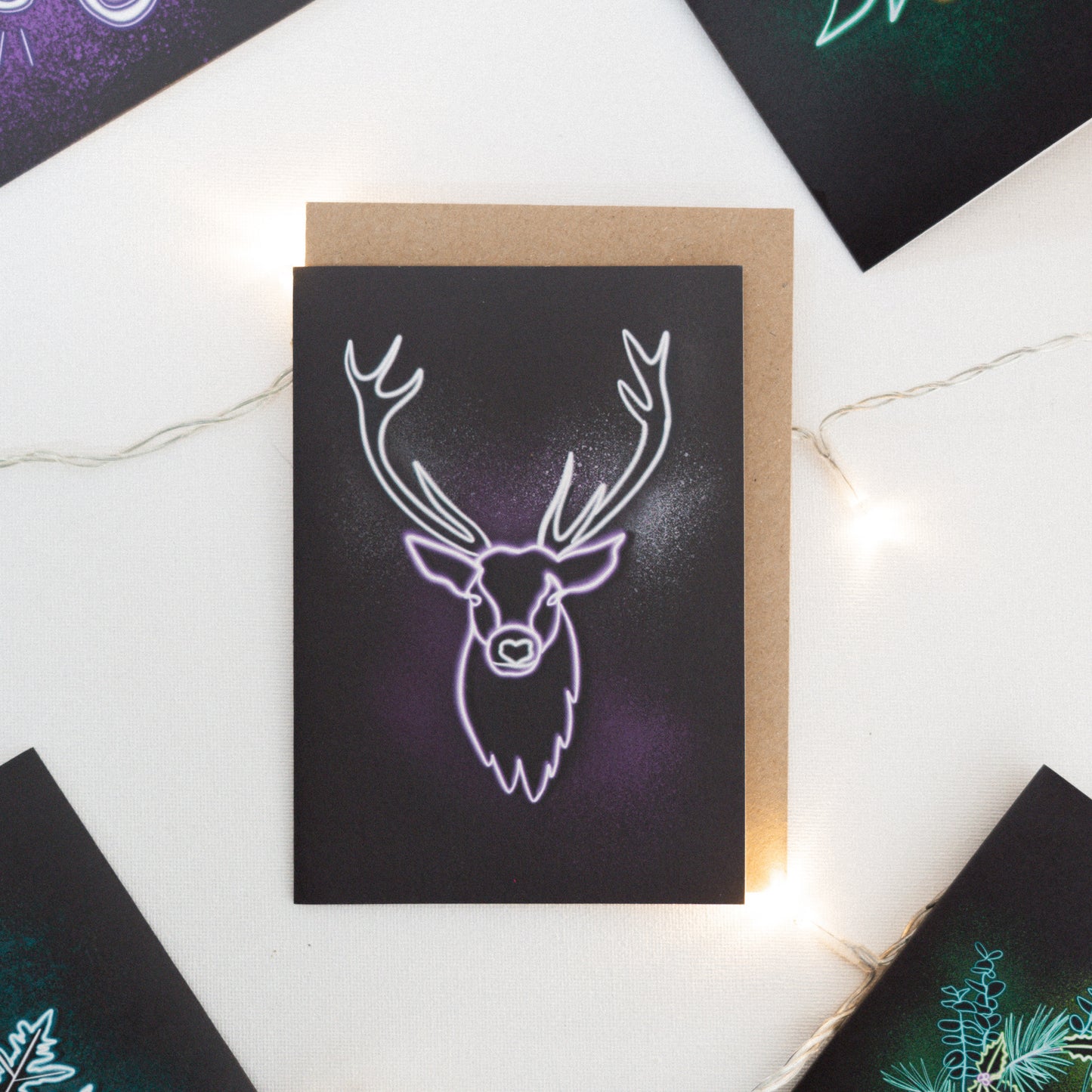 Neon Reindeer Christmas Card