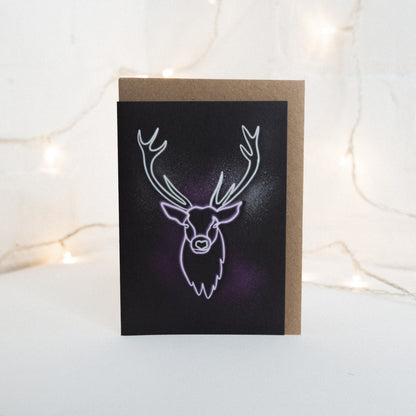 Neon Reindeer Christmas Card