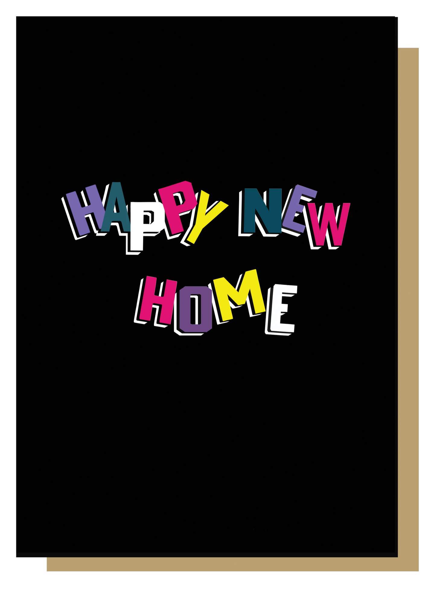 Happy New Home Greetings Card On Black  Background by Wayward