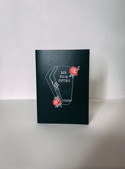 RIP Your Fifties Coffin Gothic 60th Birthday Card