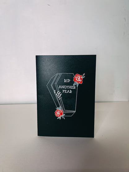 RIP Another Year Coffin Gothic Birthday Card