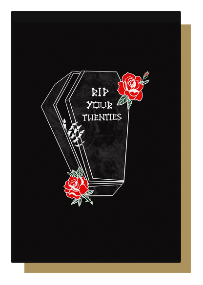 RIP Your Twenties Coffin Gothic 30th Birthday Card