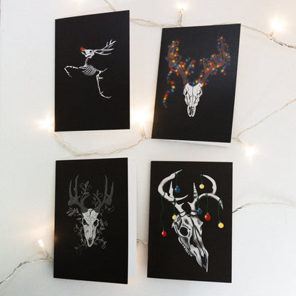 Set of 12 Deer Skull Christmas Cards