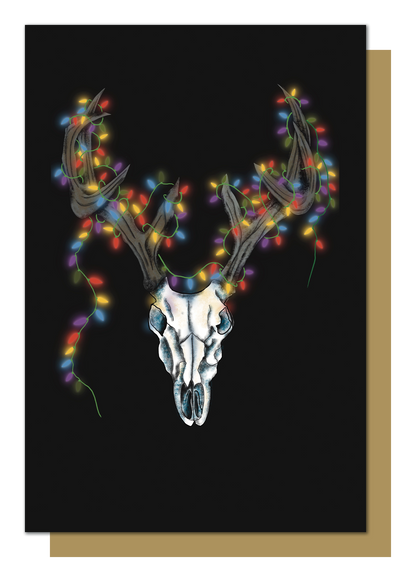 Reindeer With Lights Gothic Christmas Card