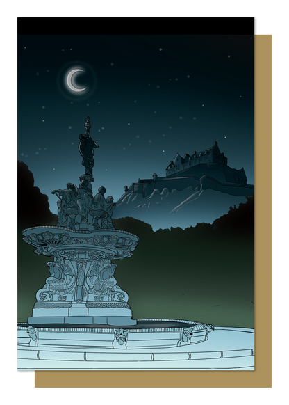Ross Fountain Edinburgh Castle Greetings Card