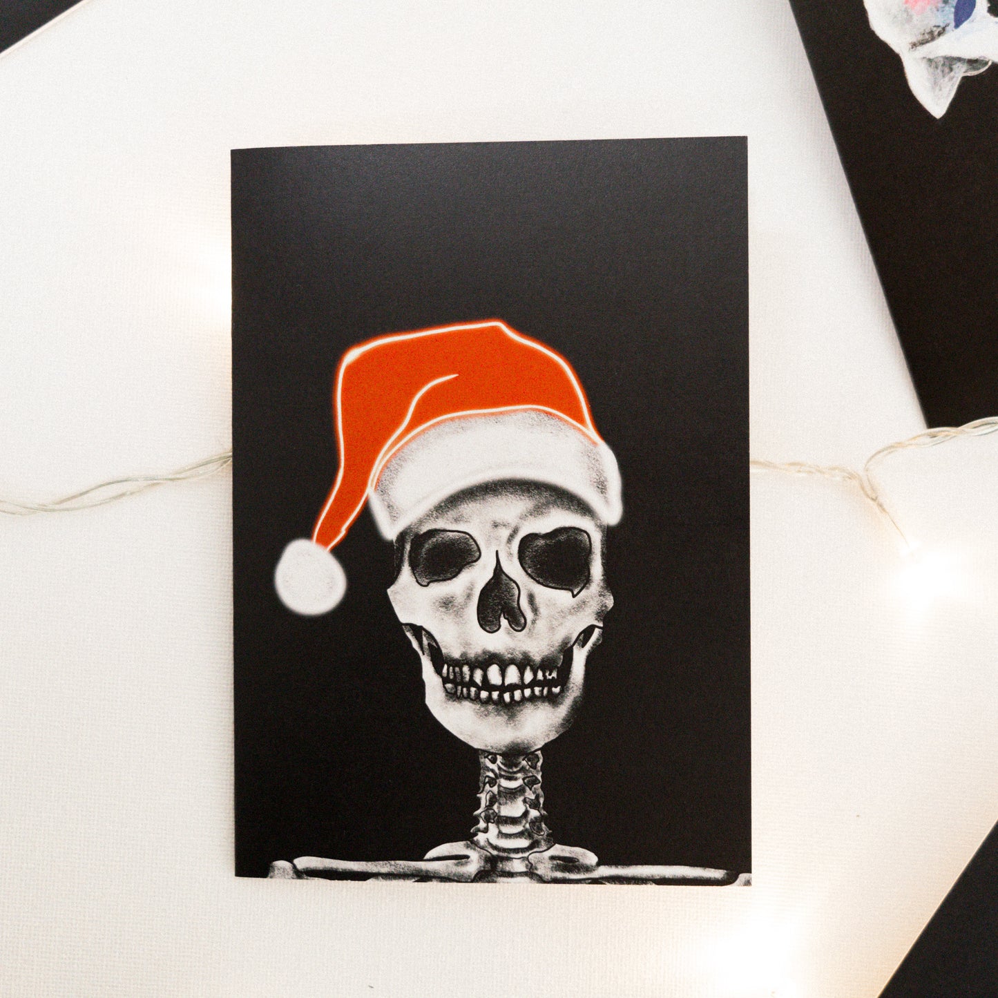 Santa Skull Neon Gothic Christmas Card