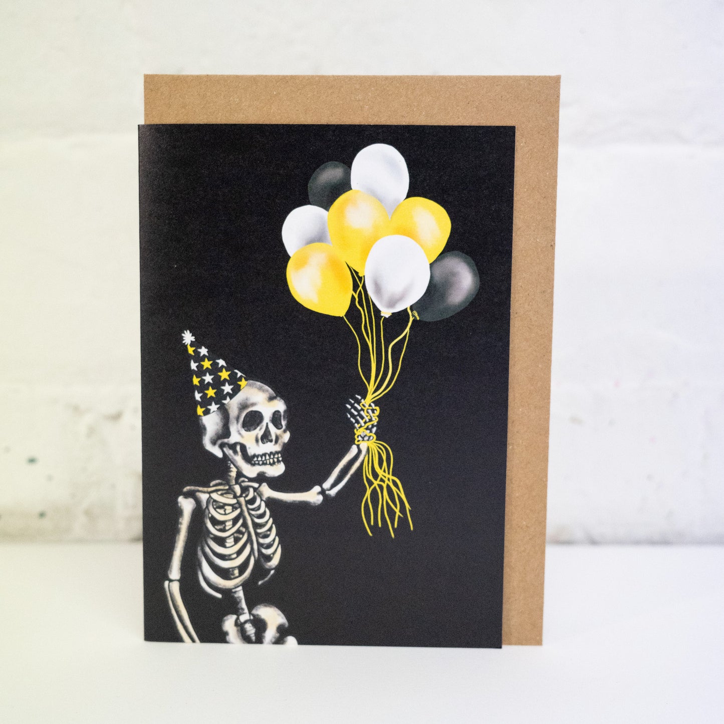 Balloon Skeleton Gothic Birthday Card