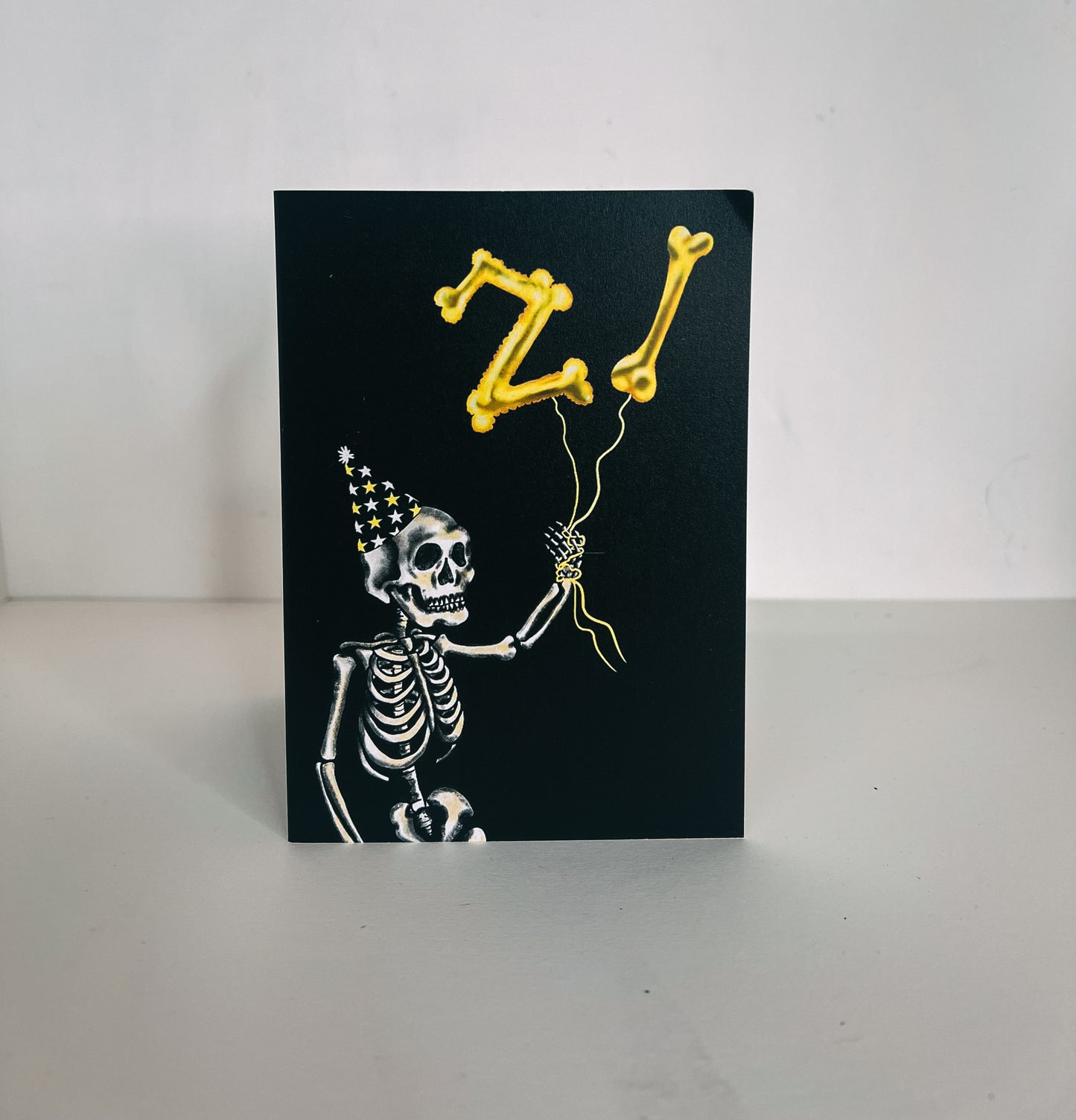 21st Balloon Skeleton Gothic Birthday Card