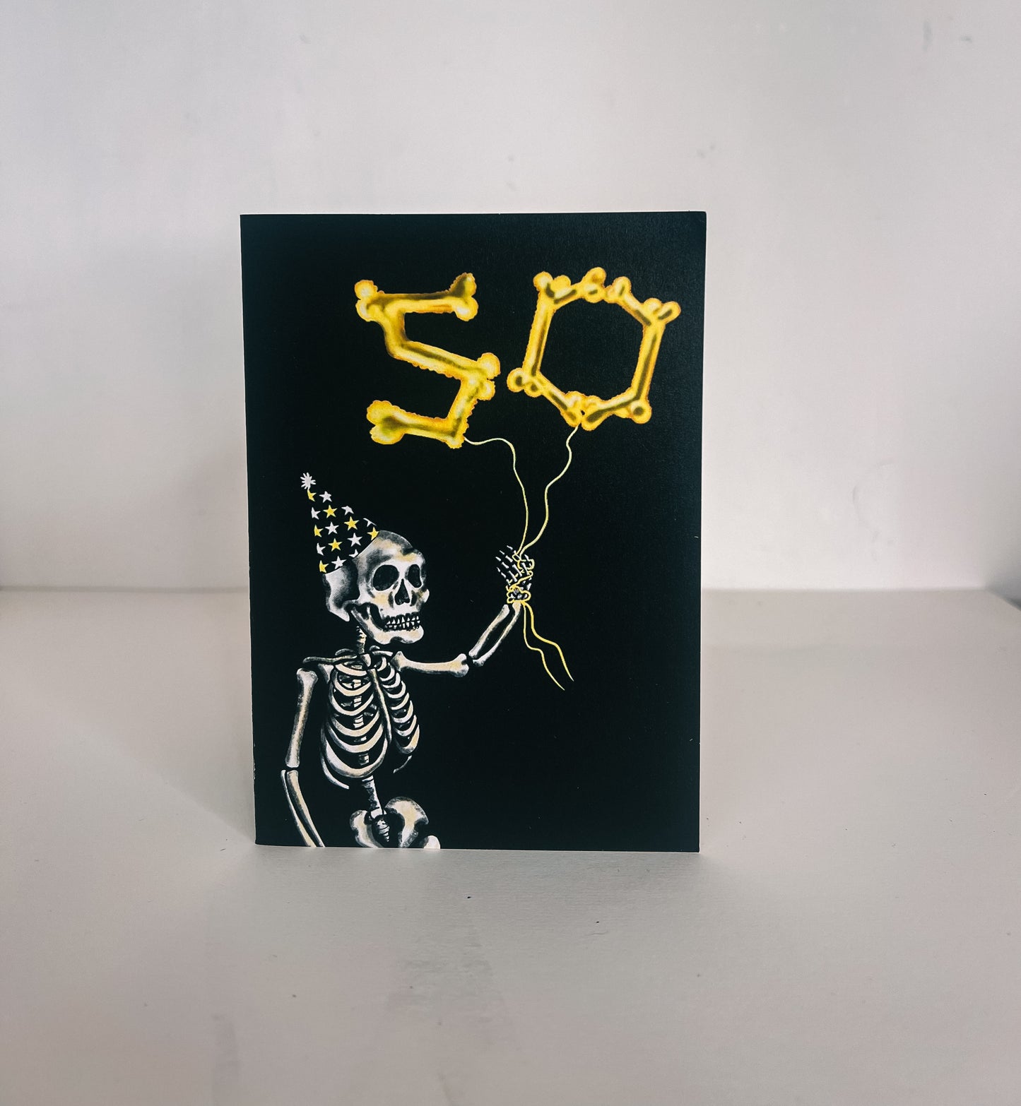 50 Balloon Skeleton Gothic Birthday Card
