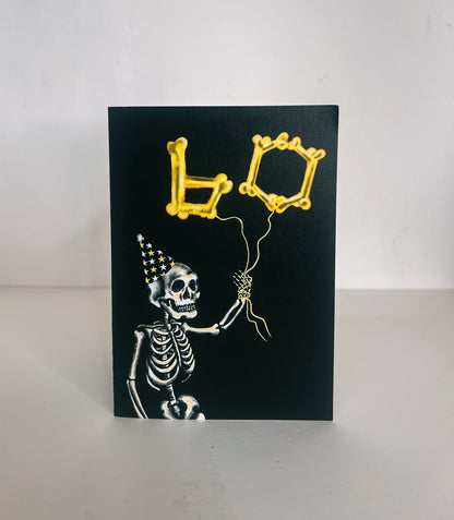 60 Balloon Skeleton Gothic Birthday Card