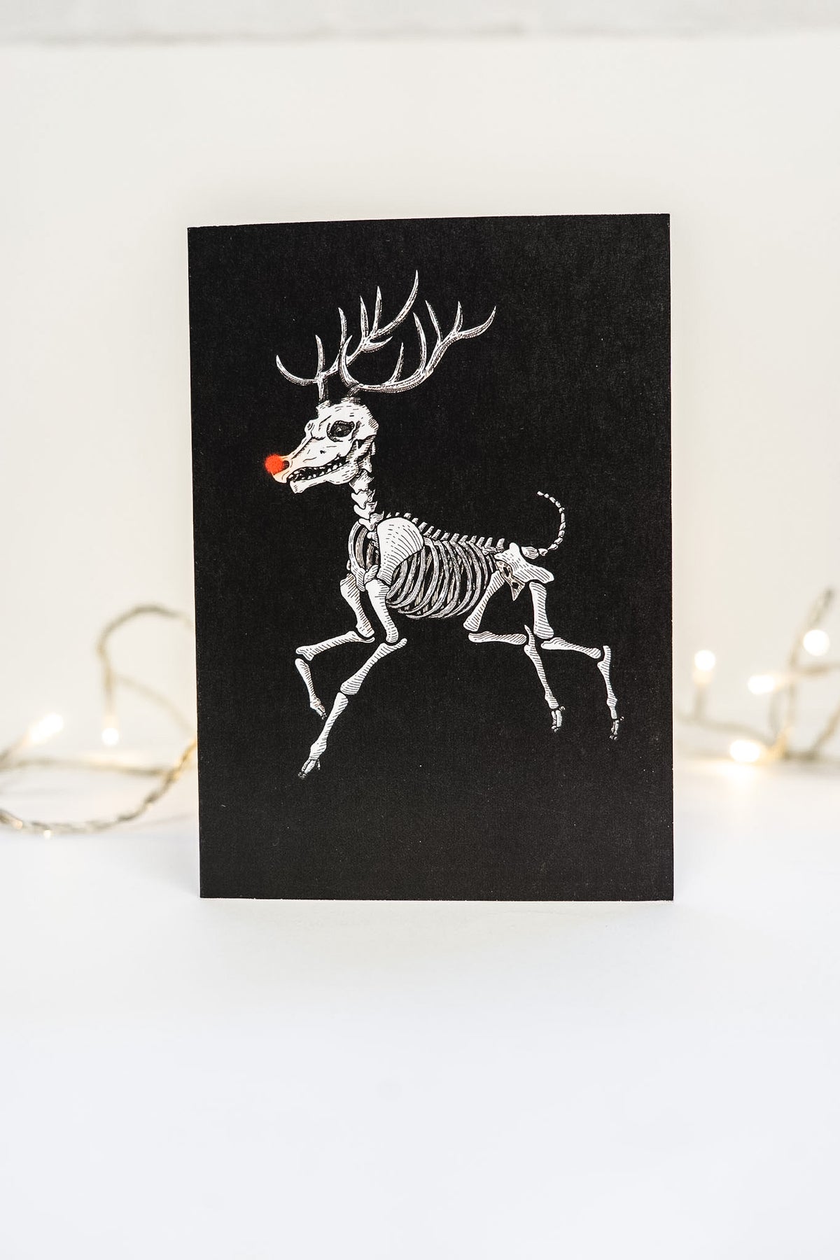 Prancing Rudolph Skeleton Gothic Christmas Card