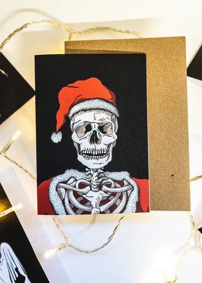 Santa Skeleton Gothic Christmas Card