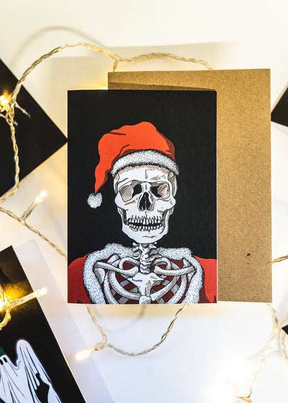 Santa Skeleton Gothic Christmas Card