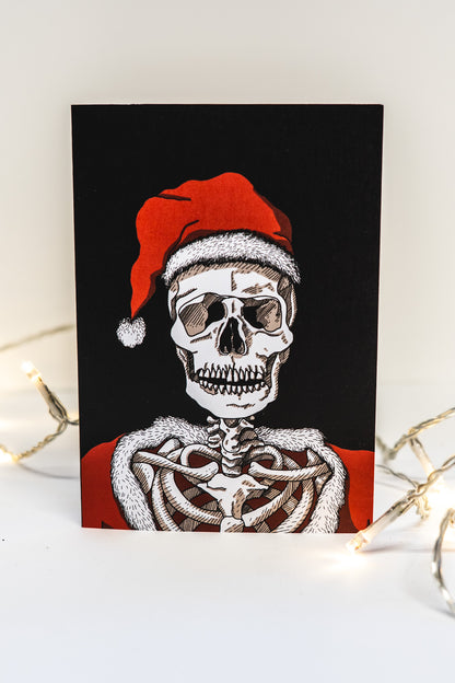 Santa Skeleton Gothic Christmas Card
