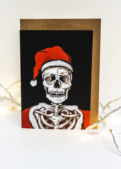 Santa Skeleton Gothic Christmas Card