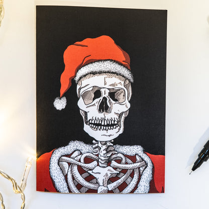 Santa Skeleton Gothic Christmas Card