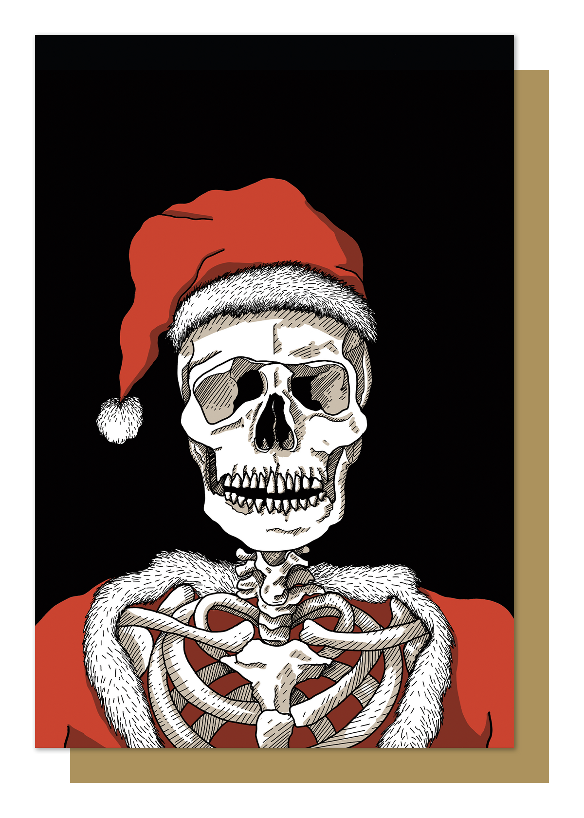 Santa Skeleton Gothic Christmas Card