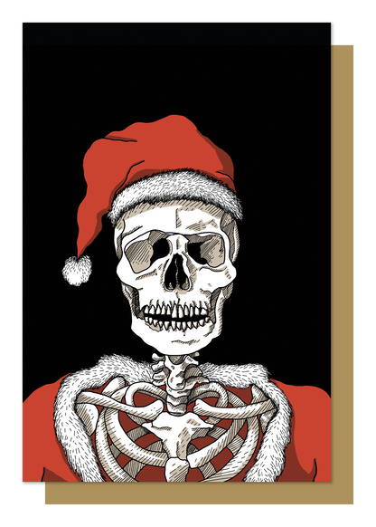 Santa Skeleton Gothic Christmas Card