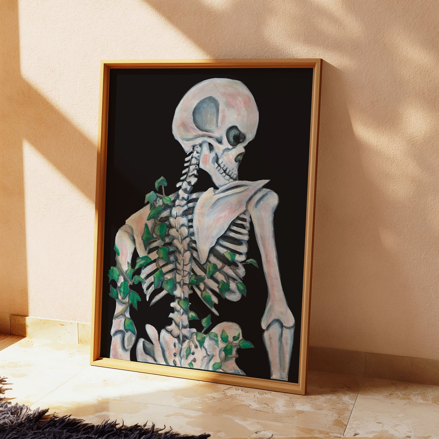 Skeleton with Ivy Gothic Art Print