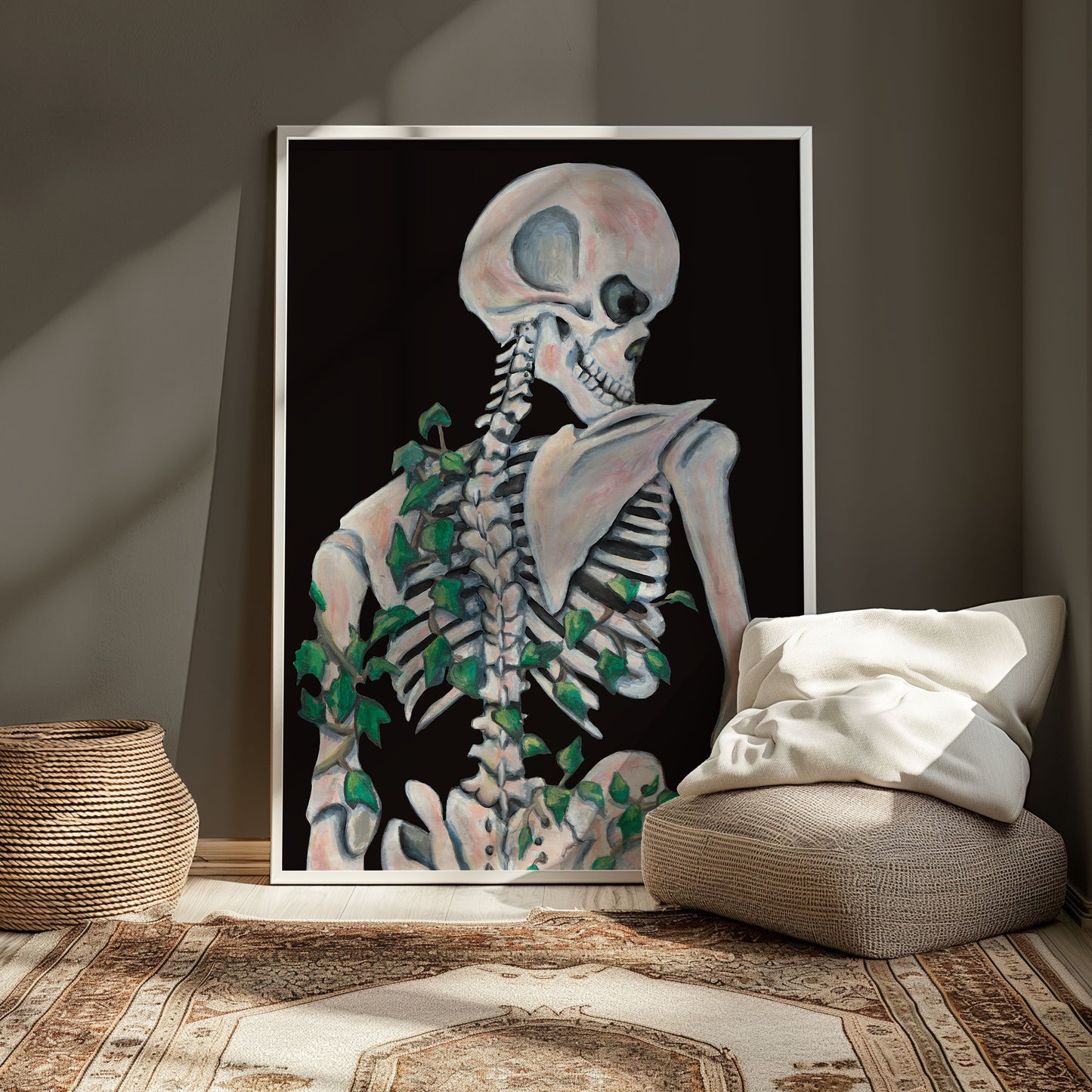 Skeleton with Ivy Gothic Art Print