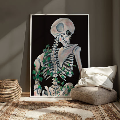 Skeleton with Ivy Gothic Art Print