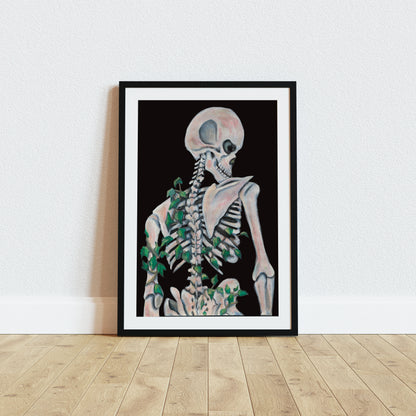 Skeleton with Ivy Gothic Art Print