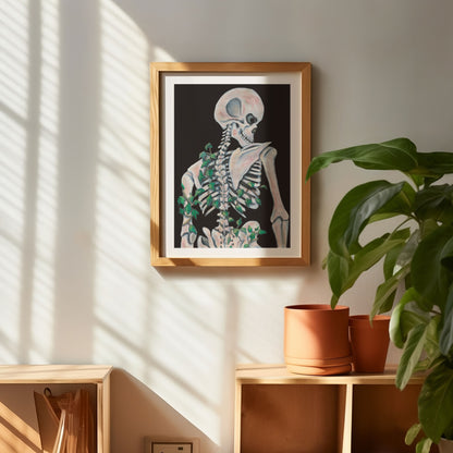 Skeleton with Ivy Gothic Art Print