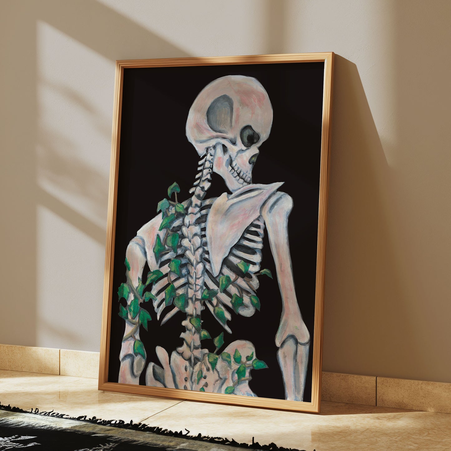 Skeleton with Ivy Gothic Art Print