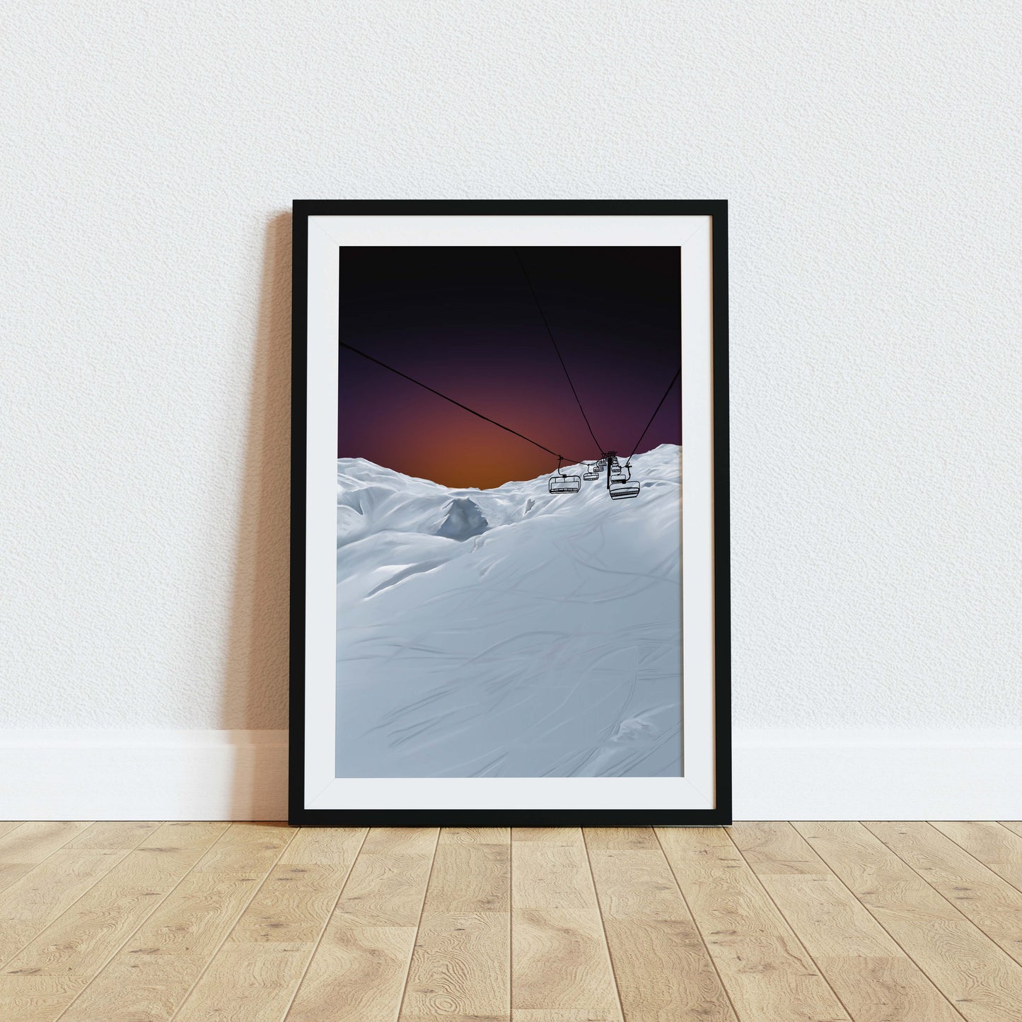 French Alps Ski Lift Art Print