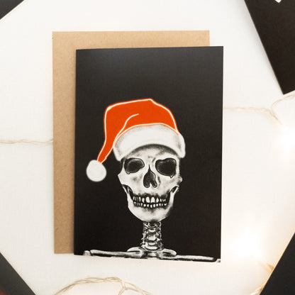 Santa Skull Neon Gothic Christmas Card