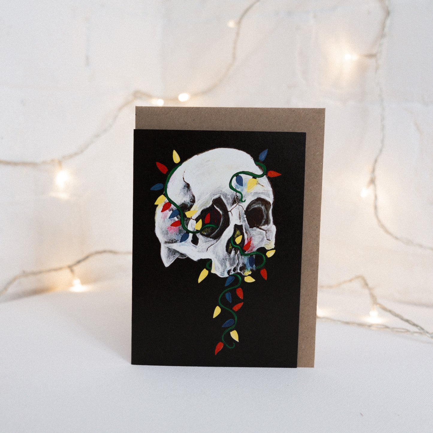 Skull With Lights Gothic Christmas Card