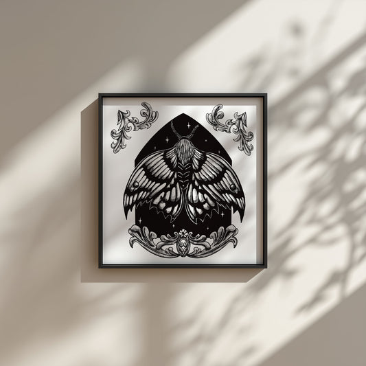 A Soul in Stars Moth 20x20cm Gothic Fantasy Screenprint