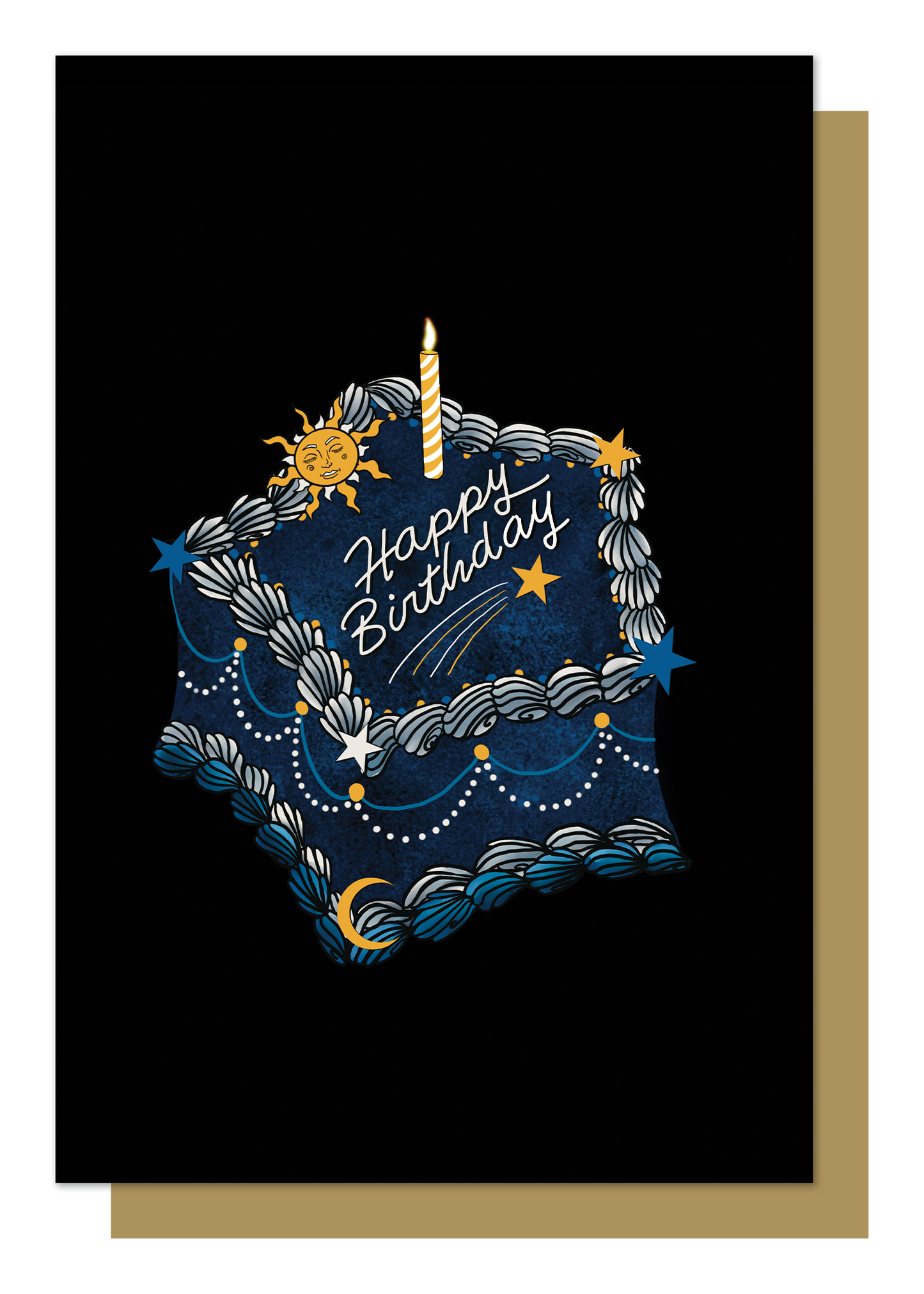 Star Happy Birthday Cake Card