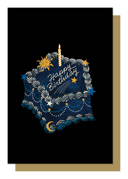 Star Happy Birthday Cake Card