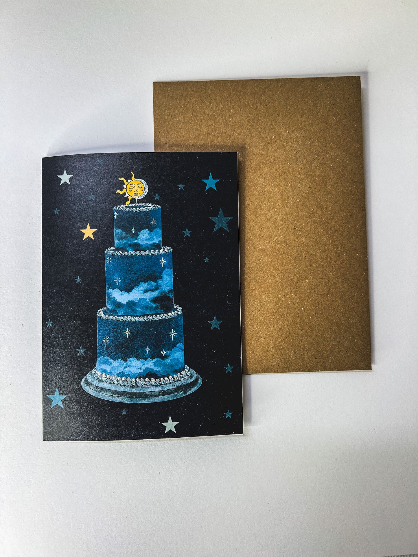 Sun, Moon and Stars Tier Cake Greetings Card