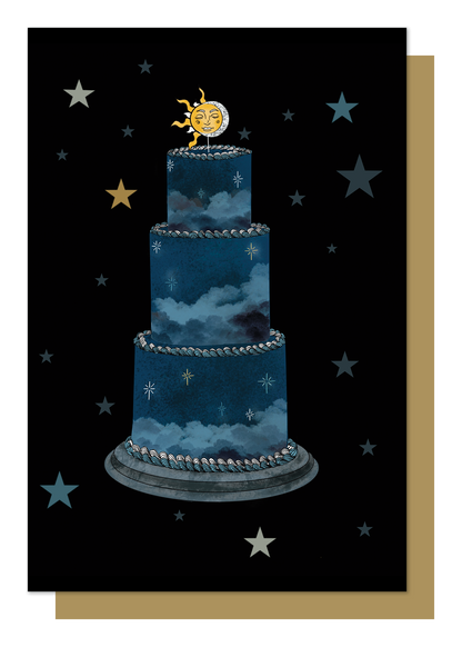 Sun, Moon and Stars Tier Cake Greetings Card