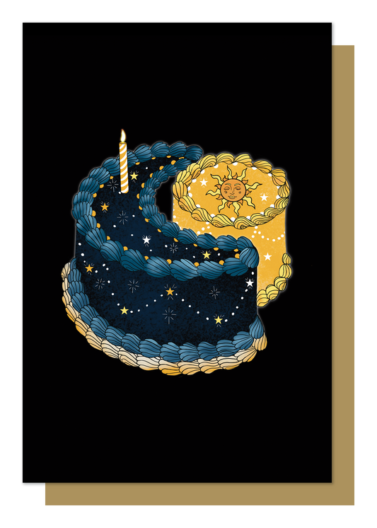 Sun and Moon Birthday Cake Card