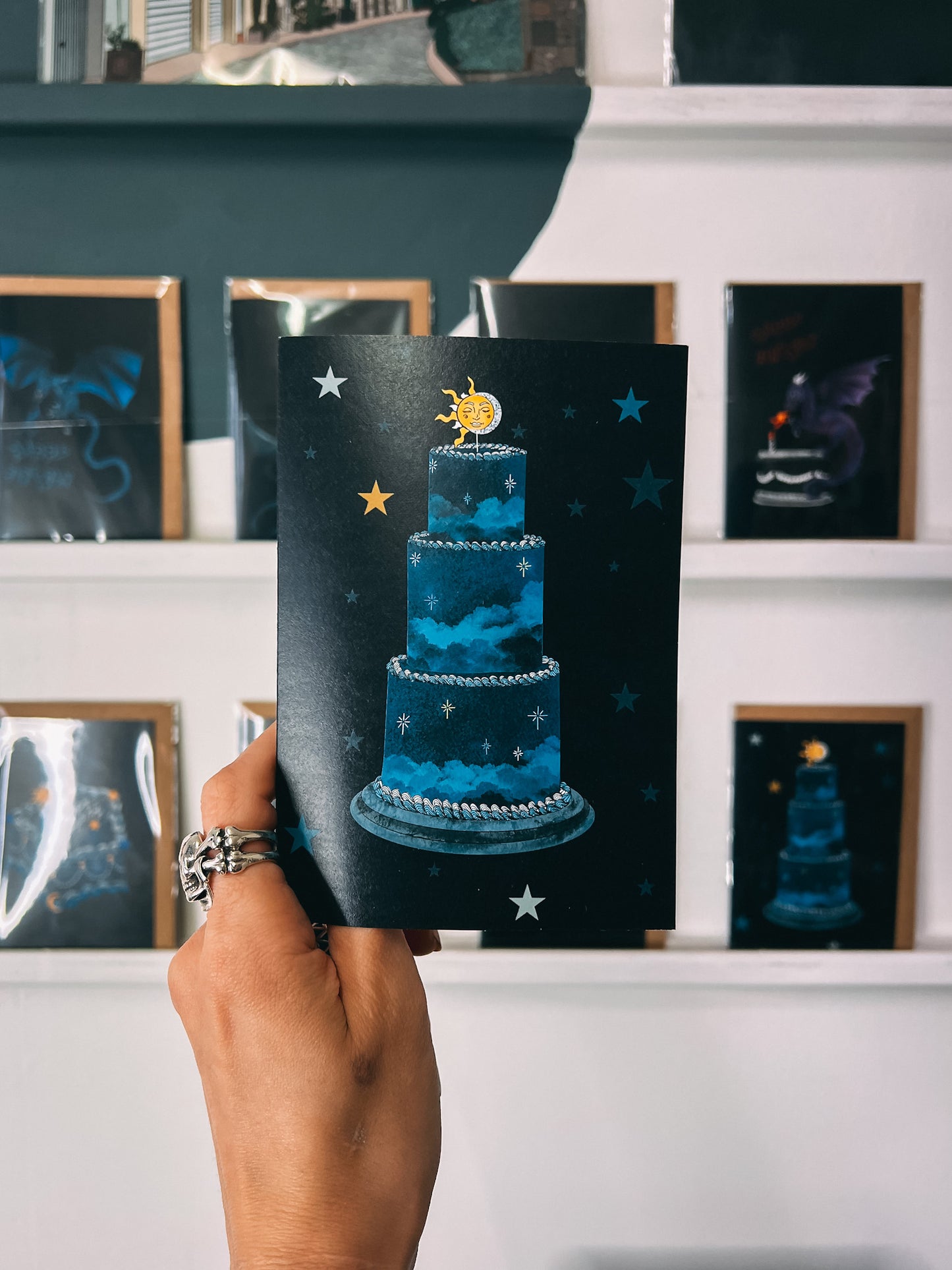 Sun, Moon and Stars Tier Cake Greetings Card