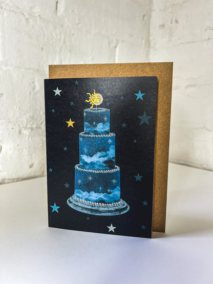 Sun, Moon and Stars Tier Cake Greetings Card