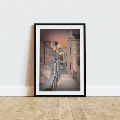 Vennel Steps Sunset Edinburgh Art Print