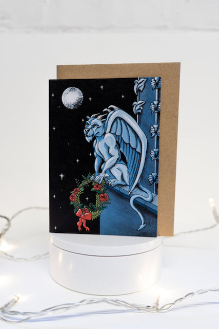 Geamhradh Gargoyle Gothic Christmas Card