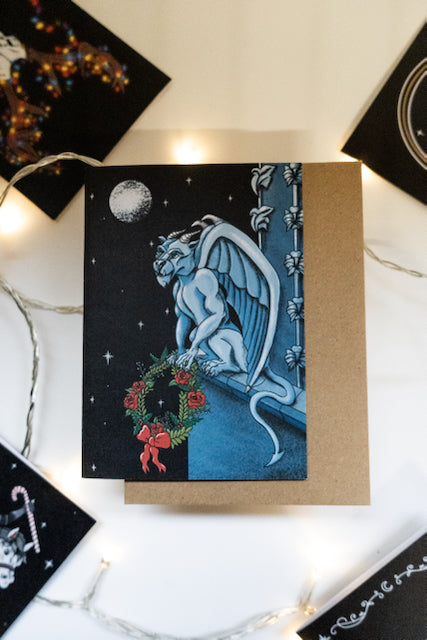 Geamhradh Gargoyle Gothic Christmas Card