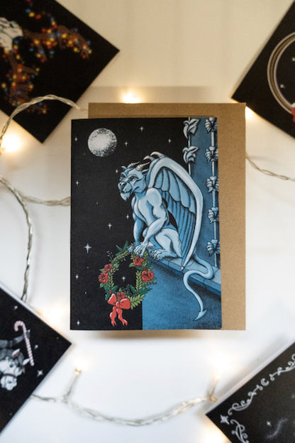 Geamhradh Gargoyle Gothic Christmas Card