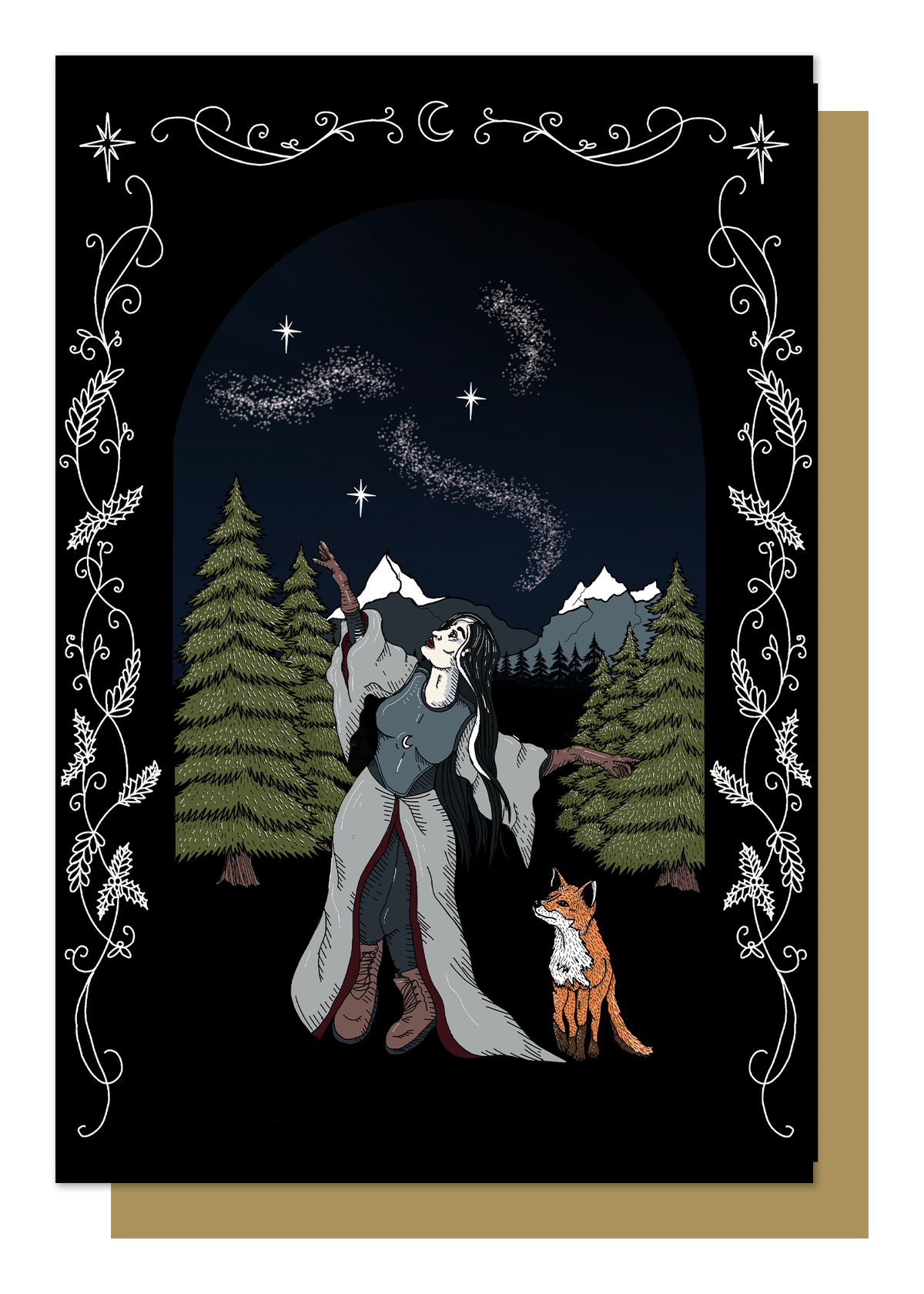 Winter Witch Gothic Christmas Card
