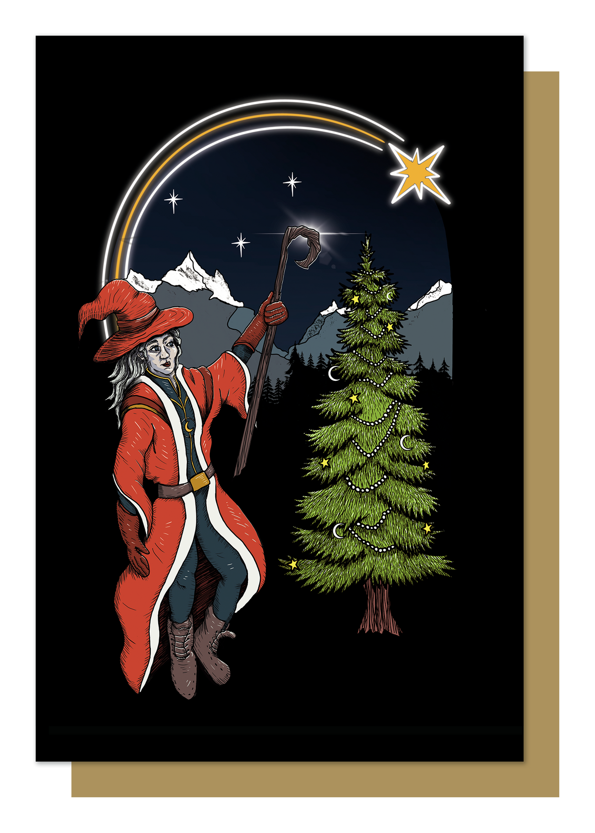 Winter Wizard Gothic Christmas Card