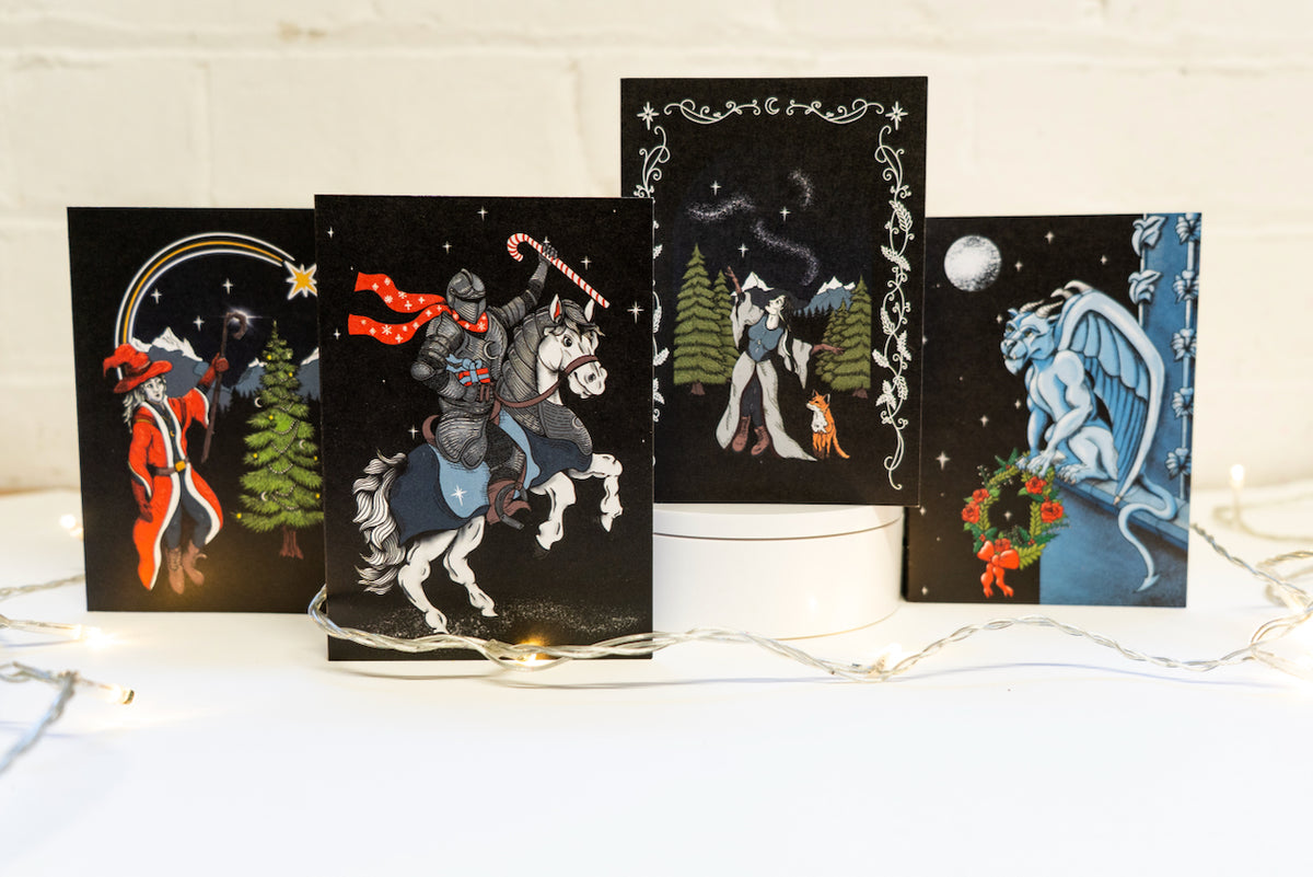 Set of 12 Festive Fantasy Christmas Cards